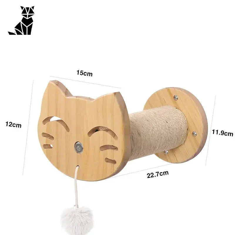 Jouet pour chat en bois avec corde sur Arbre à chat mural - jeu vertical