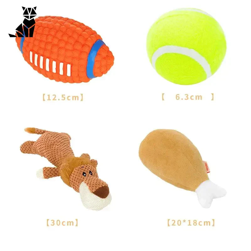 Animal en peluche avec balle de tennis et jouet pour chien de Canine Fun Toy Set - jouets à mâcher