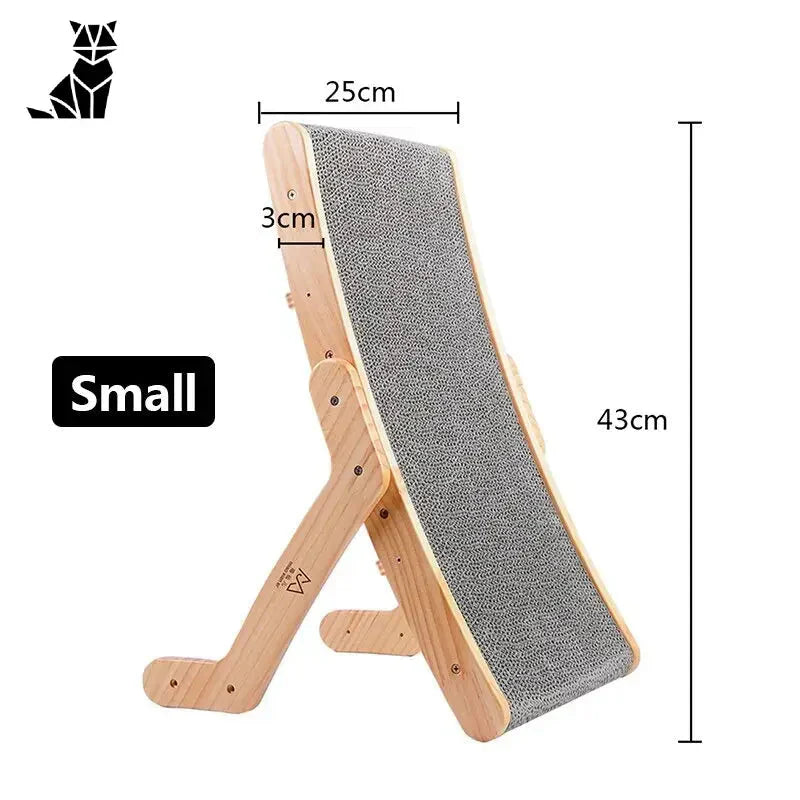 Support élégant en bois pour ordinateur portable et tablette, faisant partie du griffoir pour chat afin de répondre à un besoin naturel