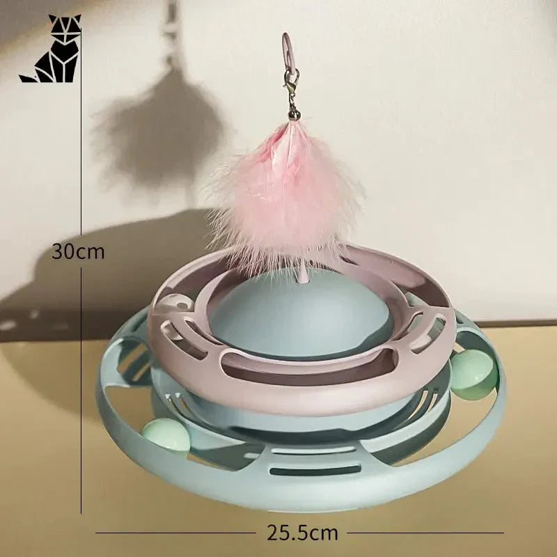 Jouet interactif pour chat - mangeoire avec plume rose | Jouet interactif design pour chat