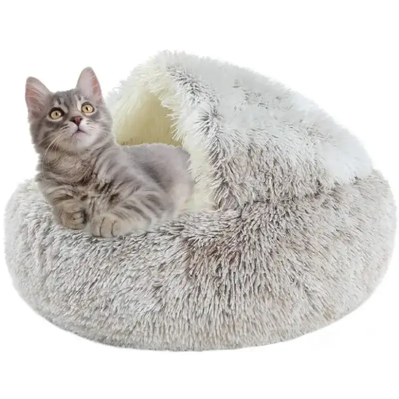 Lit Rond En Peluche Pour Un Sommeil Douillet De Votre Chat