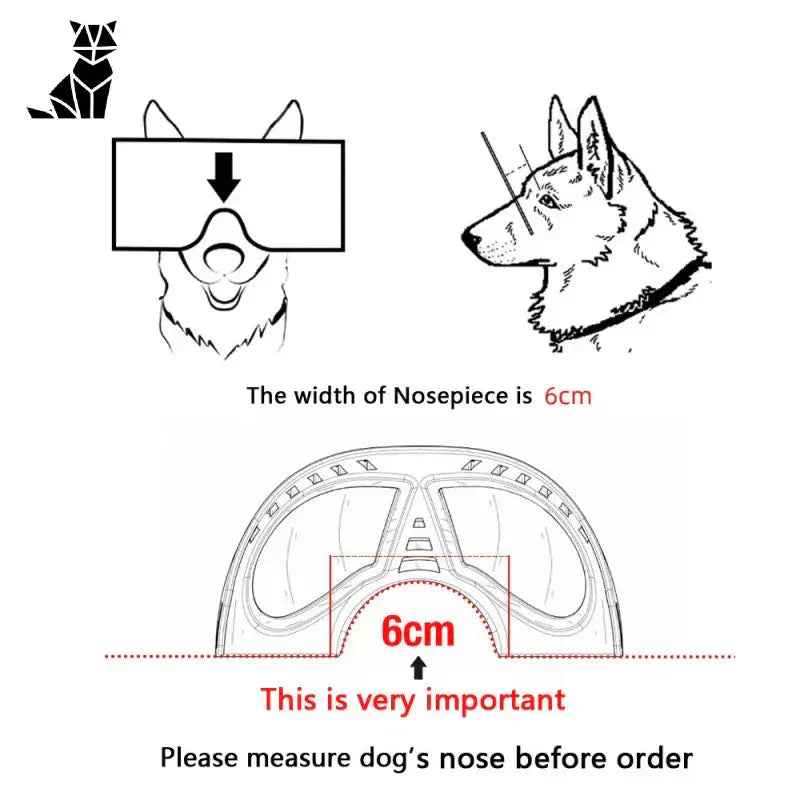 Diagramme de la largeur du nez du chien pour l’ajustement des lunettes de soleil pour chiens : Confort et protection optimaux