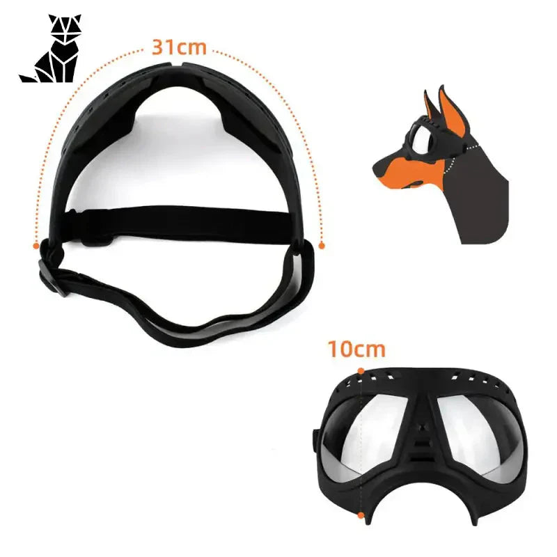 Lunettes de soleil pour chiens noires et orange pour un confort optimal, un ajustement et un look élégant