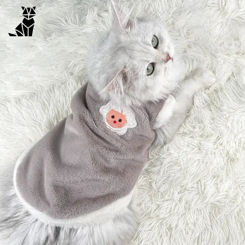 Chaton en pull gris - Fausse Fourrure Vêtement pour chats