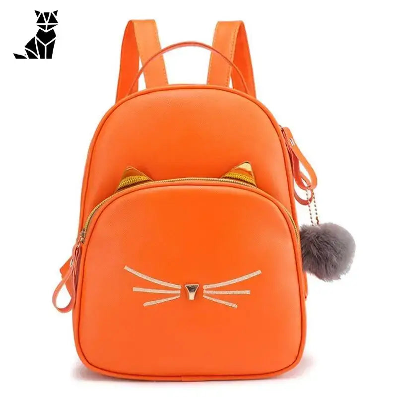 Mini Sac à Dos Chat En Similicuir: élégance Discrète Et Pratique - Orange