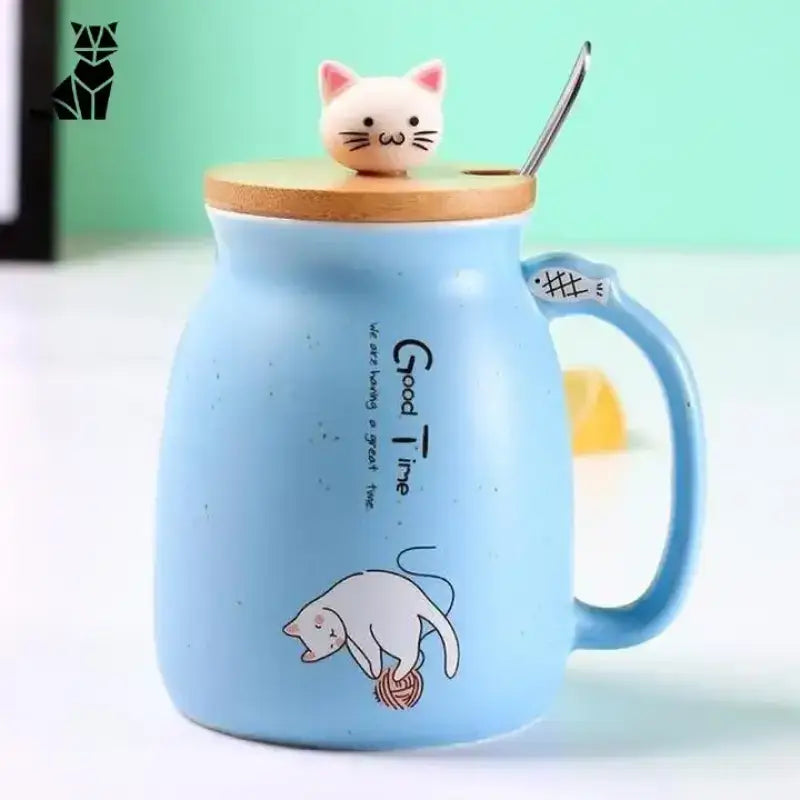 Mug Chat Aux Couleurs Pastels Pour Moments Kawaii Et Chaleureux - Turquoise