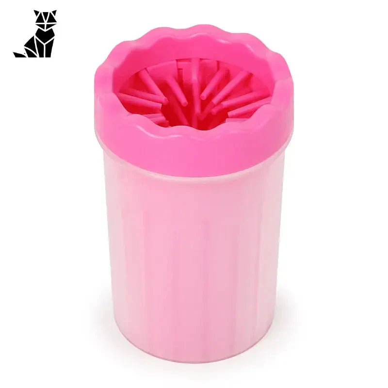 Nettoyeur de pattes pour chien en silicone rose avec fleur à l’intérieur