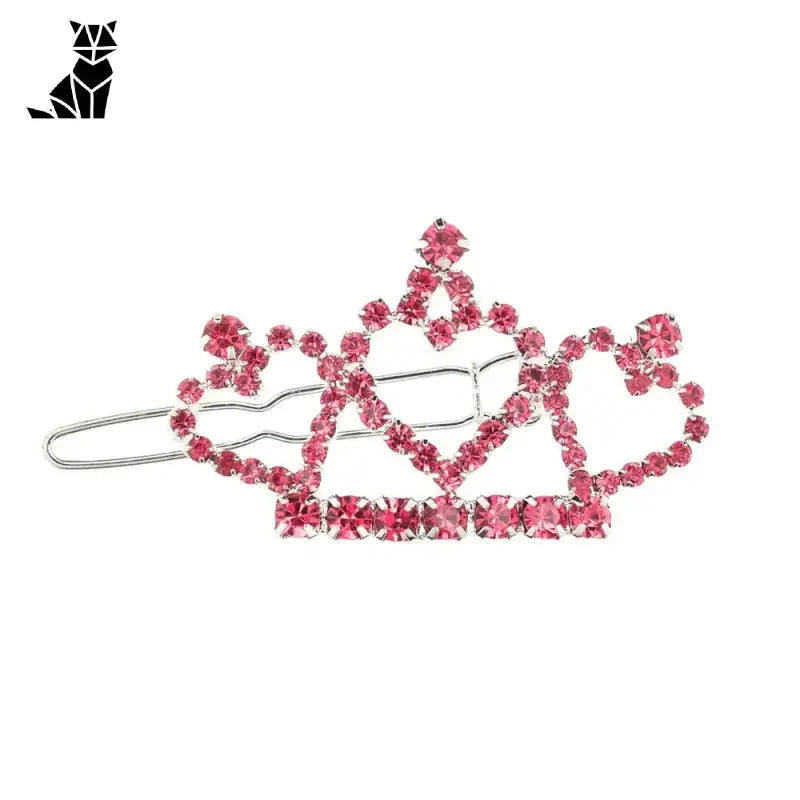 Peignes à cheveux en cristal rose pour petits chiens avec arcs en forme de couronne, fausses perles, petits chiens, fixation facile