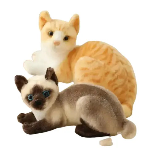 Jouet peluche chat réaliste - Chat en peluche - Chat et chaton assis sur le canapé - Peluche Transparent Background