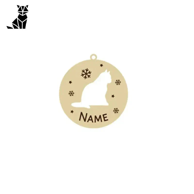 Pendentif personnalisé chat - Cadeau unique Bijou, breloque plaquée or avec chat et flocon de neige