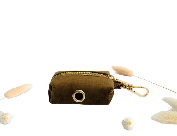 Pochette sac à crotte Velours Lisse Marron Transparent Background