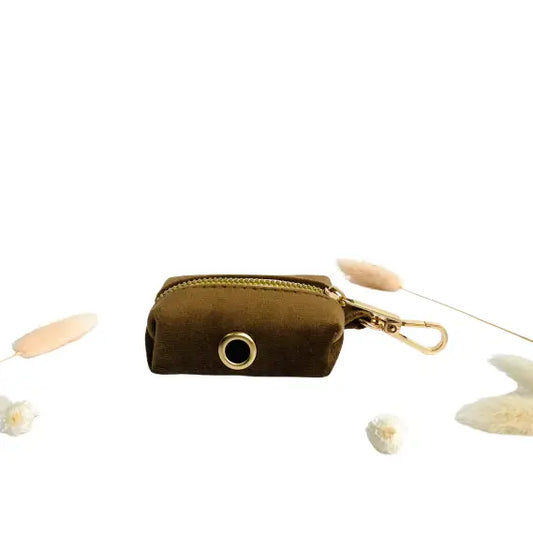 Pochette sac à crotte Velours Lisse Marron Transparent Background