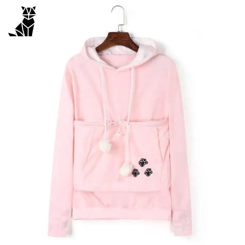 Pull Chat Avec Poche Kangourou Pour Moments Cocooning - Rose / s