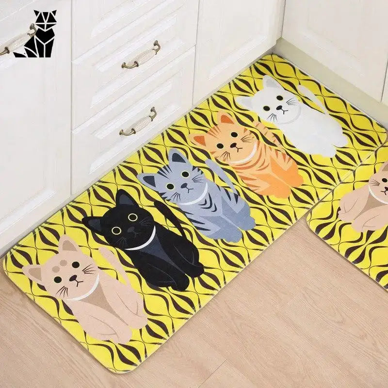 Tapis De Sol Chat Mignons Pour Un Intérieur Plein De Bonne Humeur - Jaune / 40cmx60cm