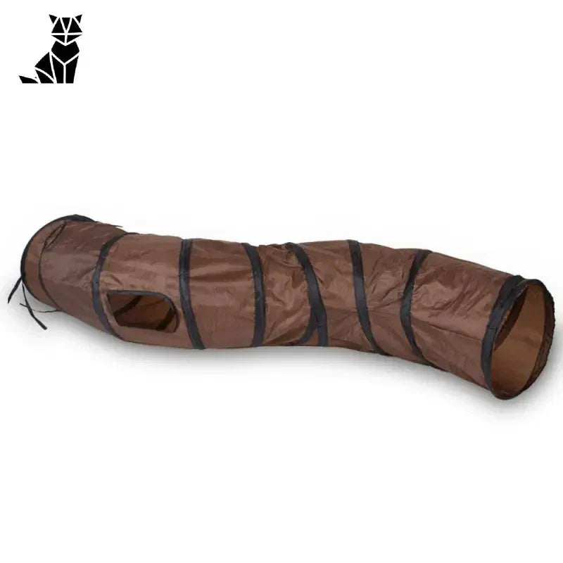 Sac à fermeture éclair marron et noir, Tunnel de jeu pour chat - Amusement durable en nylon